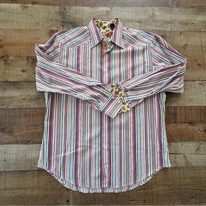 Robert Graham Southwest Striped Buttondown Casual Shirt 100% Cotton LARGE